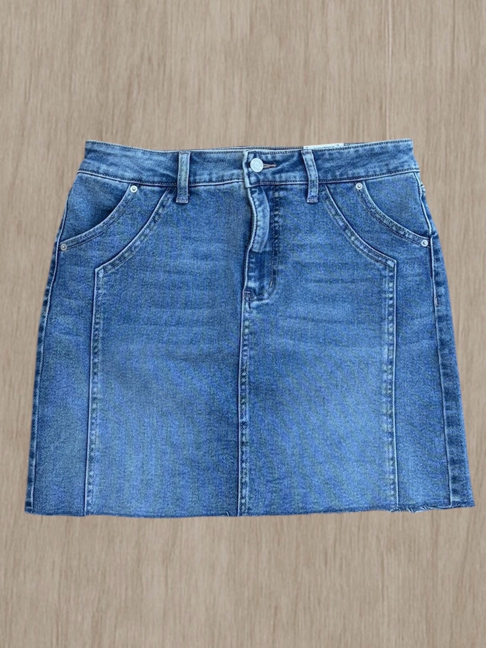Time and Tru Denim Mini Skirt Size 6 Raw Hem, NWT